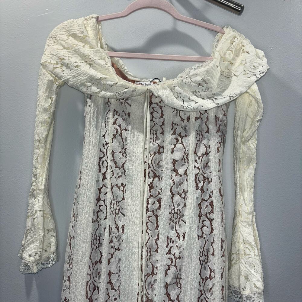 NWT Angel Lane Georgette Ivory Lace Maxi Dress - Size Large- Bridal Dress - Picture 9 of 15